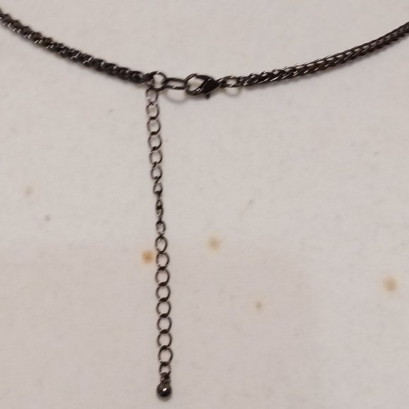 Hand Crafted Gun Metal Chain and Rhinestone Multi Layer Necklace - Picture 9 of 11